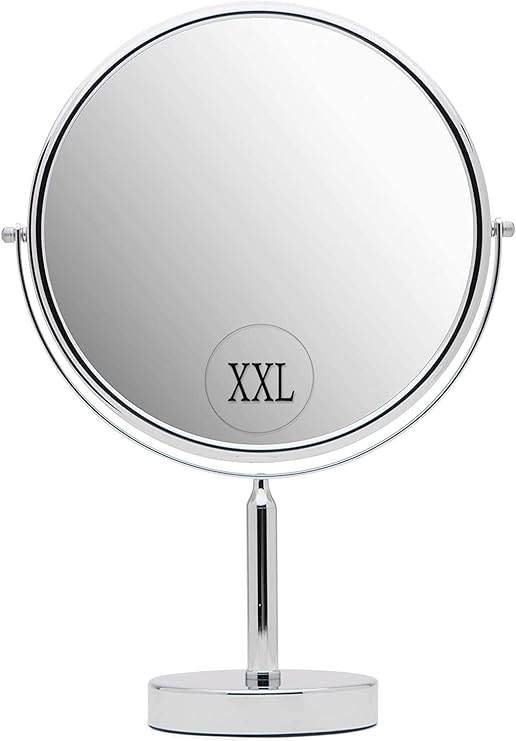 XXLarge 3X Magnifying Mirror with Stand: Double-Sided, 17″x11 ($36.95)<br>