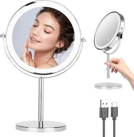 Rechargeable Lighted Makeup Mirror with 10X Magnification ($39.99)
