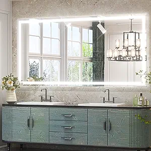 TETOTE 48″ Dimmable LED Bathroom Mirror with Anti-Fog, Touch Control ($188.03)